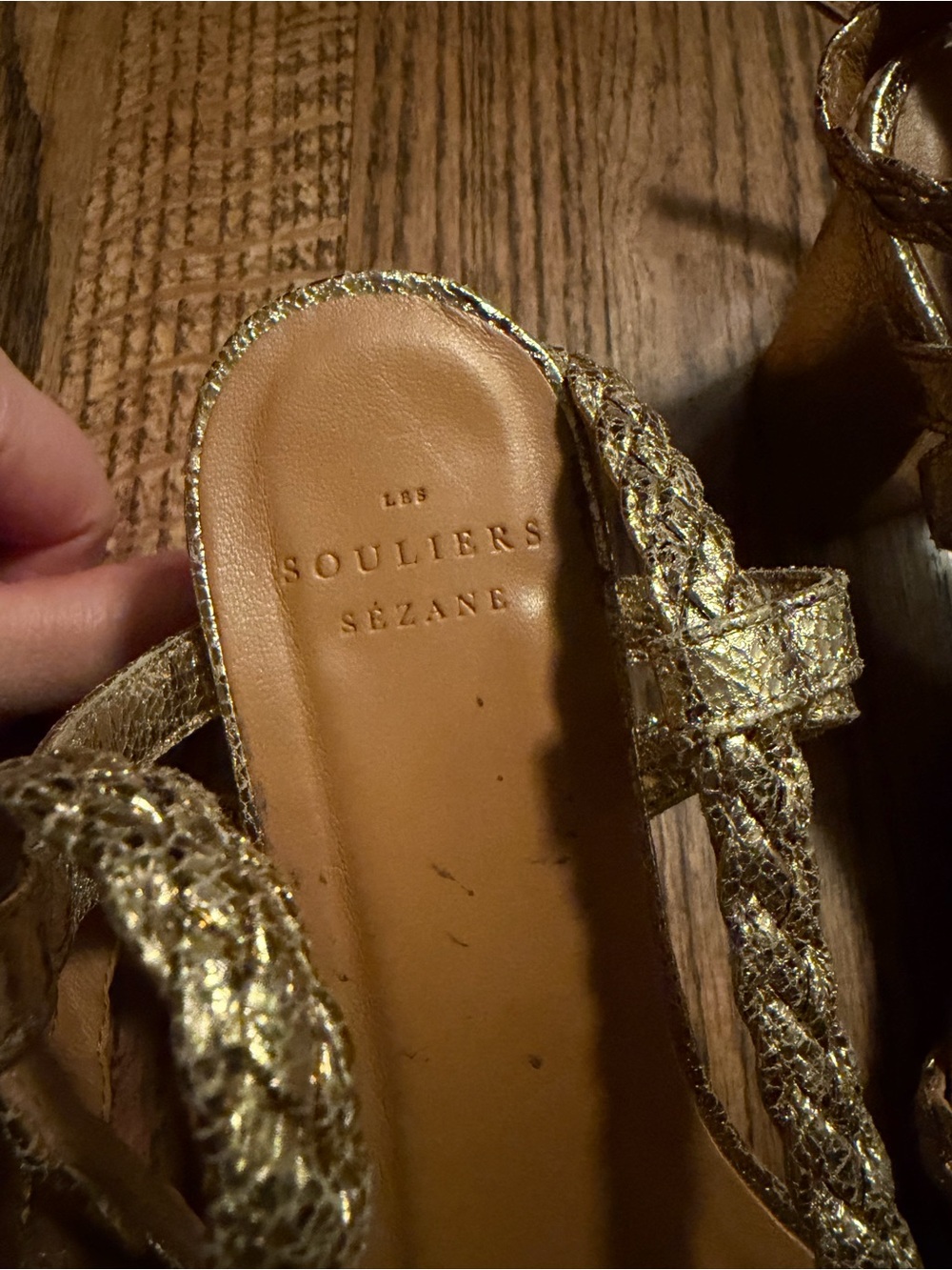 Sezane Natacha Metallic Gold Braided Sandal Heels - Picture 4 of 5